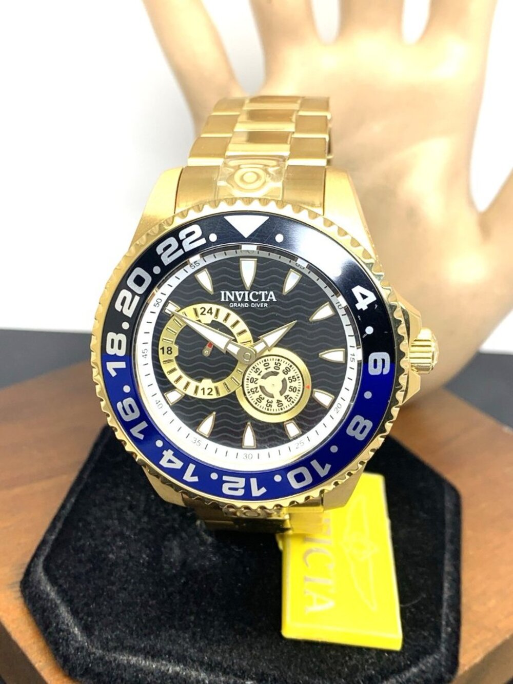 Invicta Men's Watch 47303 Grand Diver Swiss Automatic Blac Dial Gold Steel 47mm